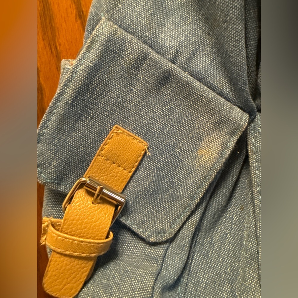 Blue and Tan Drawstring Backpack - Picture 3 of 11